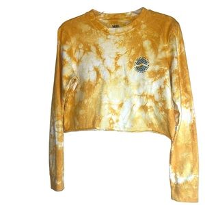 Vans Women’s Yellow Tie-Dye Cropped Long Sleeve Shirt Sz S
